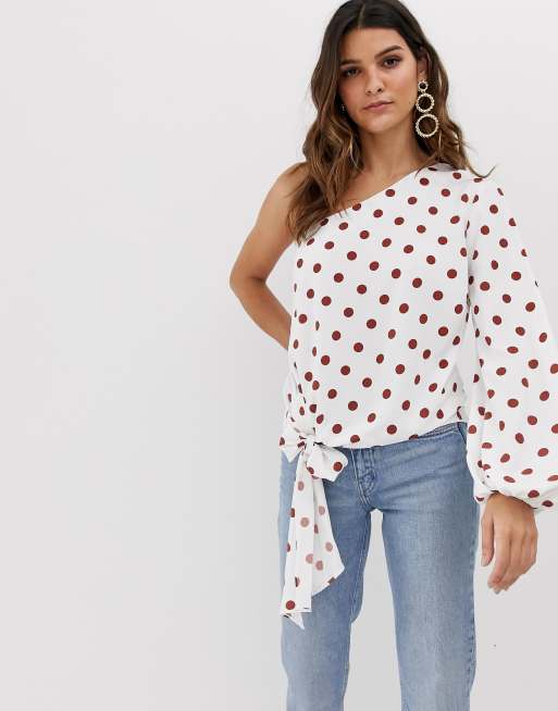 Polka dot store one shoulder top