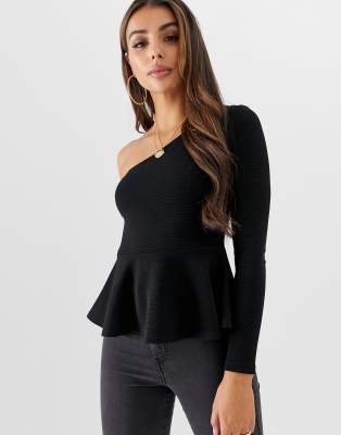 peplum one shoulder top