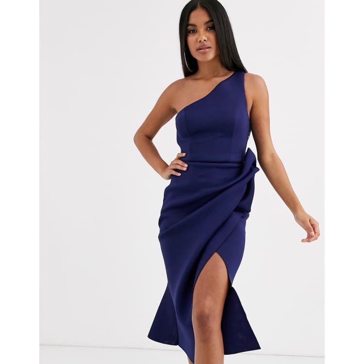 Asos design one shoulder pephem midi bodycon hot sale dress