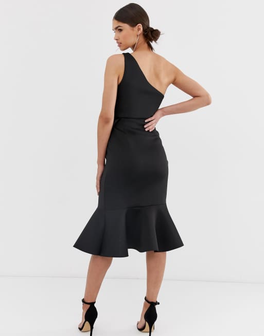 Asos one shoulder outlet tuck detail midi dress