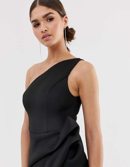 Asos design one shoulder best sale tuck detail midi dress