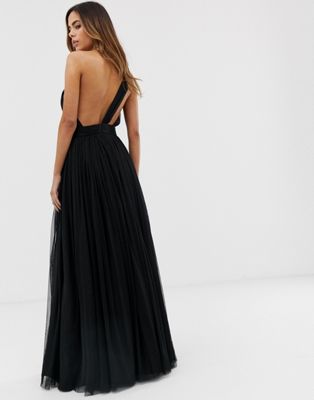 one shoulder tulle gown