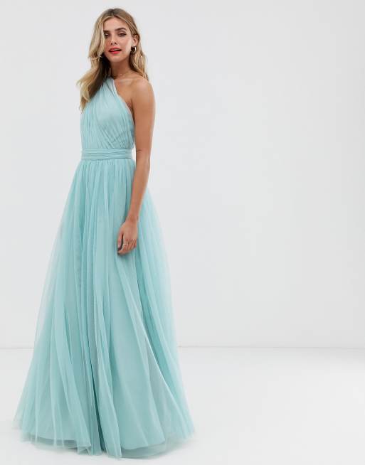 Asos design premium tulle store one shoulder maxi dress