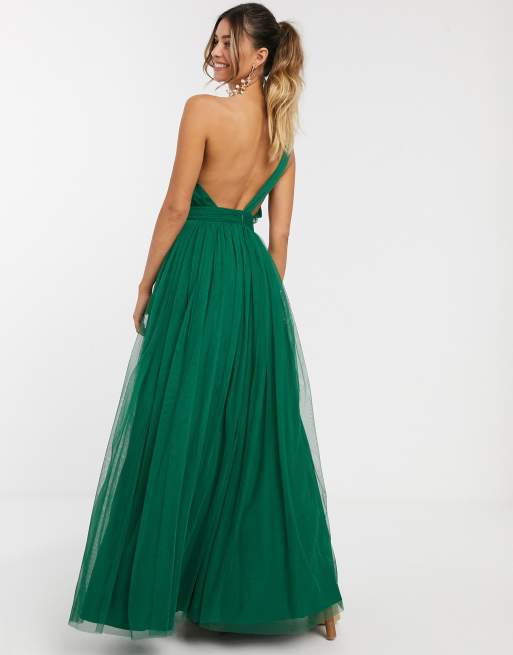 Asos premium tulle outlet one shoulder maxi dress