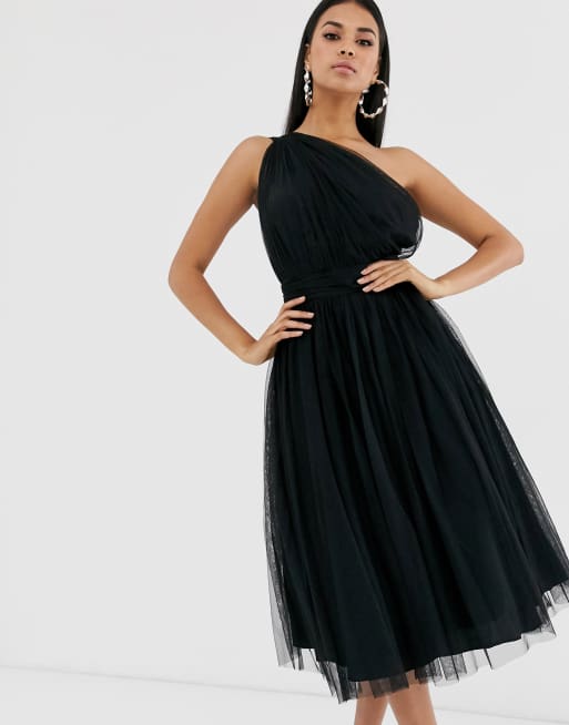 Asos Design One Shoulder Tulle Midi Dress Asos 3215