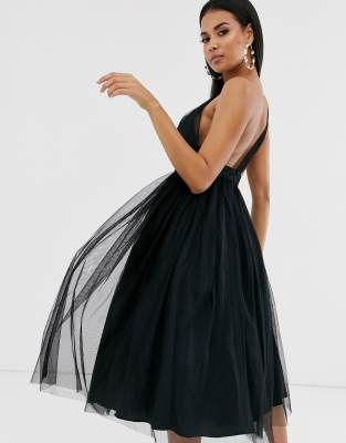 asos black tulle dress