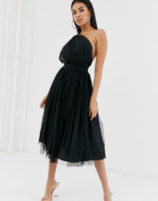 ASOS DESIGN one shoulder tulle midi dress | ASOS