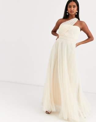 cream one shoulder dress
