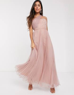 asos design tulle one shoulder maxi dress