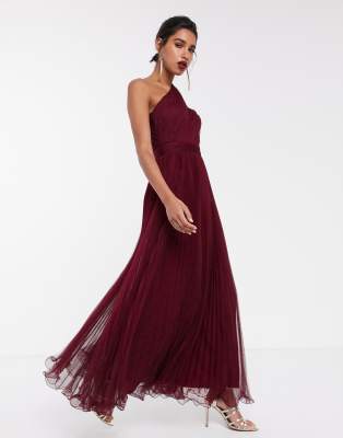 asos design tulle one shoulder maxi dress