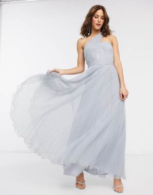 asos design tulle one shoulder maxi dress