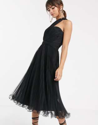 one shoulder tulle dress