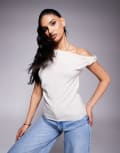 [ASOS DESIGN] ASOS DESIGN one shoulder twist detail top in linen look-Neutral 14 Natural