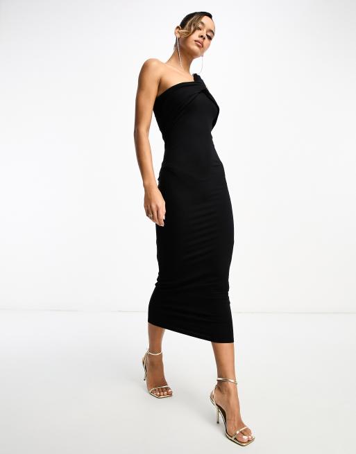 【kyo】ONE SHOULDER TWIST STRAP DRESS ASOS DESIGN one-shoulder twist strap detail midi dress in