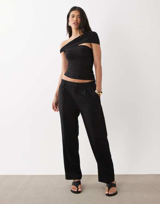 ASOS DESIGN one shoulder twist top in black, 2 of 4