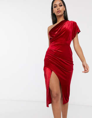 velvet wrap midi dress