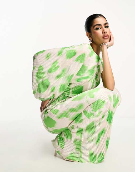 asos green plisse dress Yuna Batik Smocked Waist Dress – Joli Pretty
