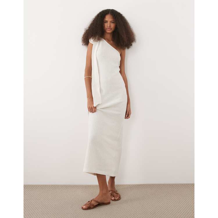 asos design one shoulder dress ASOS DESIGN one shoulder draped maxi dress in olive green