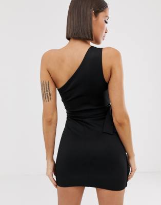 black one shoulder wrap dress