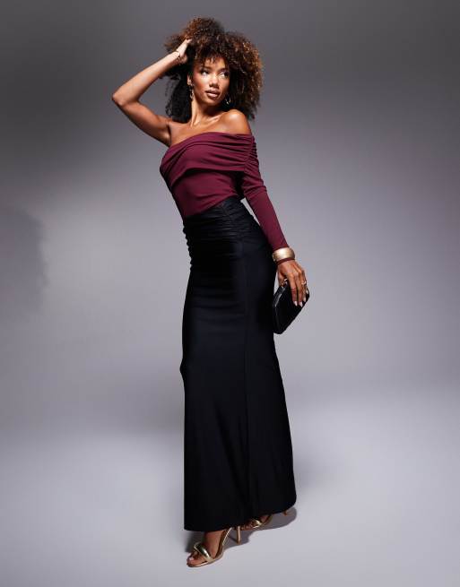 ASOS DESIGN - Body asymétrique avec détail replié - Bordeaux