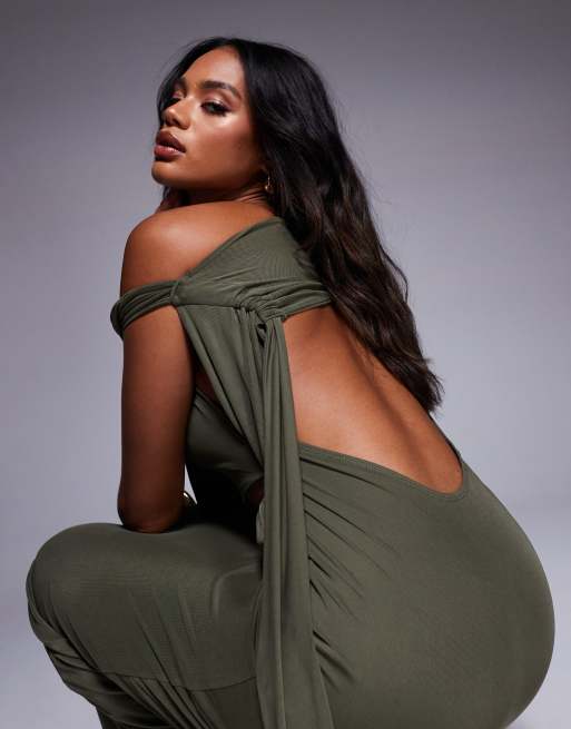 green petite wrap dress Off-Shoulder Pleated Satin Floor-Length Formal Gowns Sweetheart Sleeve –  Laxag main image 1