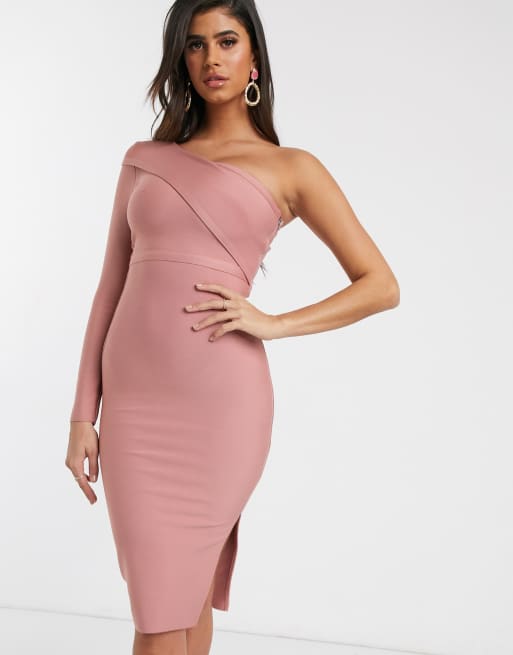 ASOS DESIGN one sleeve premium bandage midi dress