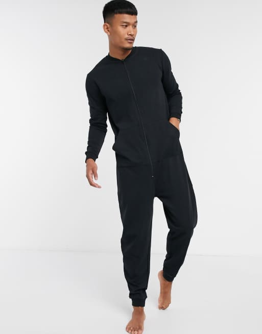 ASOS DESIGN onesie in soft jersey in black