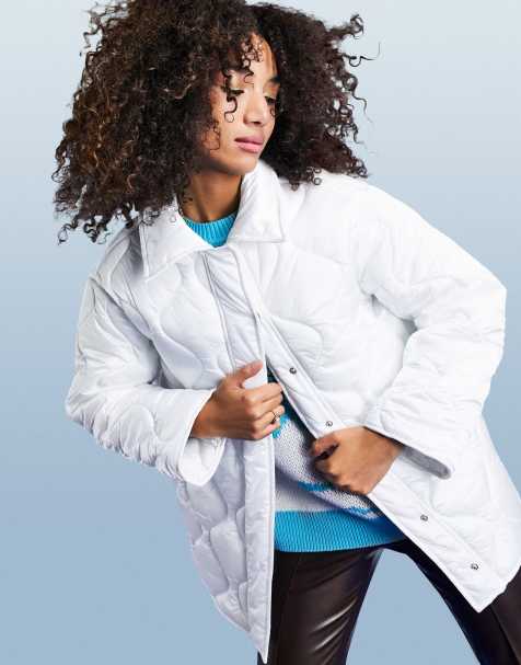 ASOS DESIGN onion quilt puffer jacket in white - CREAM