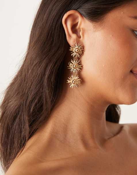 ASOS DESIGN - Oorbellen met drie zonhangers in goudkleur - view 1