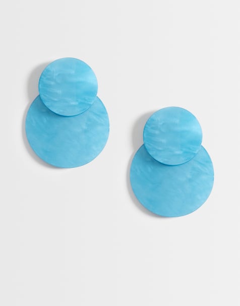 ASOS DESIGN - Oorbellen met dubbele imitatieschelp in blauw - view 1