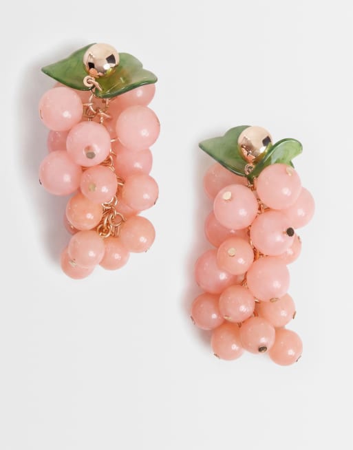 ASOS DESIGN oorbellen met fruitkralen in roze, 2 van 7