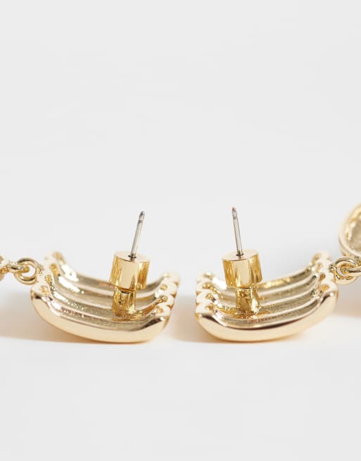 ASOS DESIGN oorbellen met hanger, bordeauxrode steenzetting in goudkleur, 4 van 4
