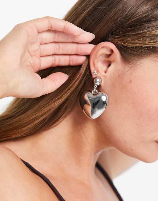 ASOS Design - Oorbellen met hartjes in zilverkleur