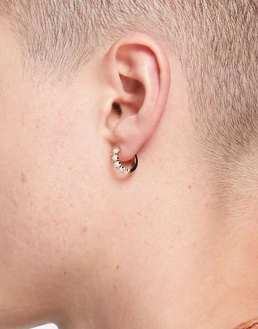 ASOS DESIGN - Oorbellen met inlegsel van imitatieparels in goudkleur