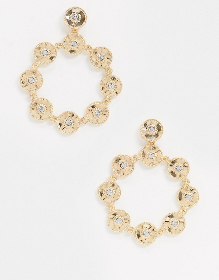 ASOS DESIGN - Oorbellen met ronde oorhanger met siersteentjes in goudkleurig