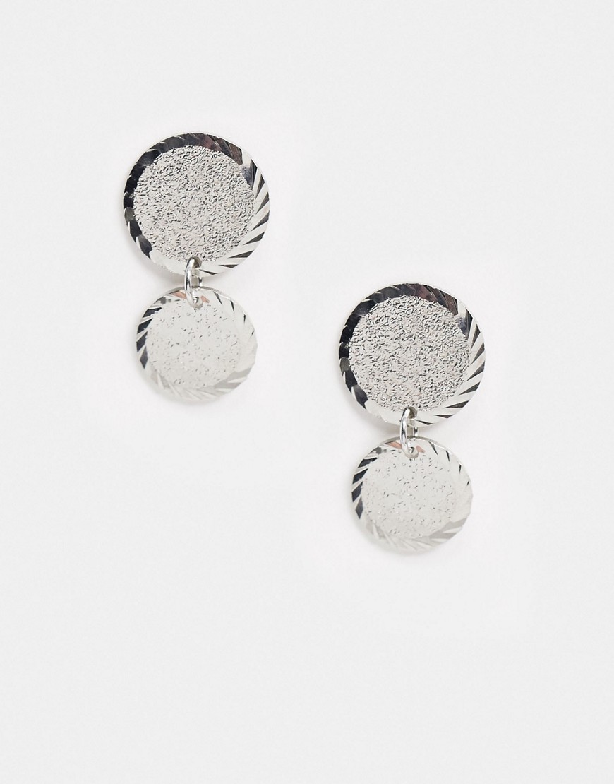 ASOS DESIGN - Oorbellen met schijfje en muntje in zilver