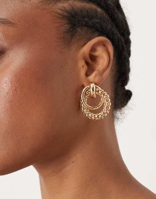 ASOS DESIGN - Oorbellen met textuur in de vorm van een deurklopper in goudkleur, 3 van 3