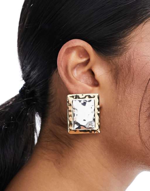 ASOS DESIGN - Oorbellen van gemengd metaal in gehamerd ontwerp