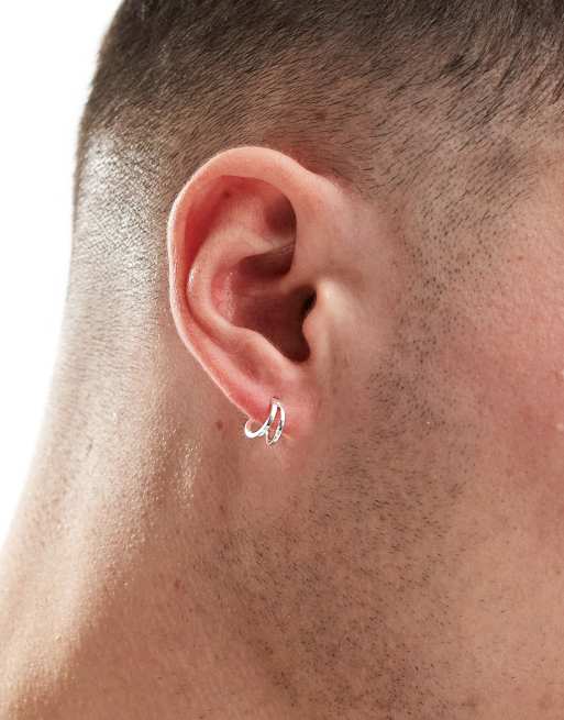 ASOS DESIGN - Oorbellen van sterling zilver met dubbele rij in zilver