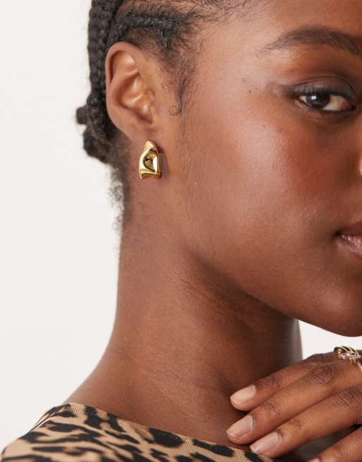 ASOS DESIGN - Oorbellen van waterbestendig roestvrij staal met gesmolten effect in goudkleur