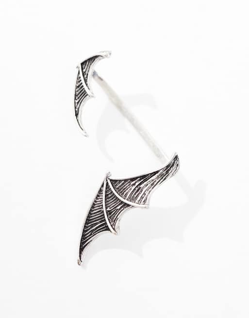 ASOS DESIGN - Oorcuff met vleermuisvleugels in gepolijst zilver