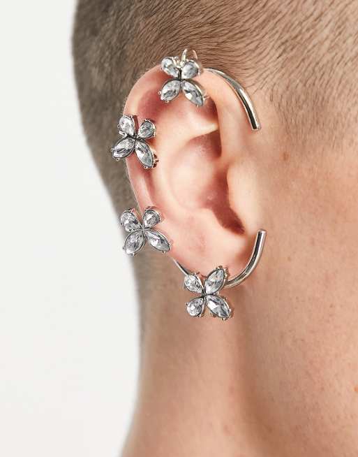ASOS DESIGN - Oorcuff met vlindervleugel in zilverkleur