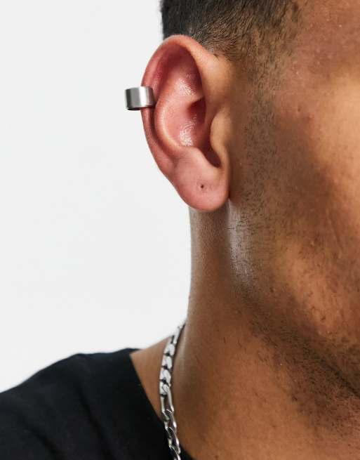 ASOS DESIGN - Oorcuffs met geborsteld effect in zilverkleur