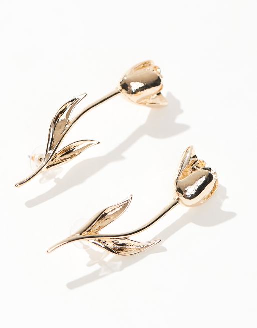 ASOS DESIGN - Oorhangers in de vorm van een roos in goudkleur, 2 van 4