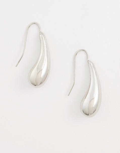 ASOS DESIGN - Oorhangers met druppel in zilverkleur - view 1