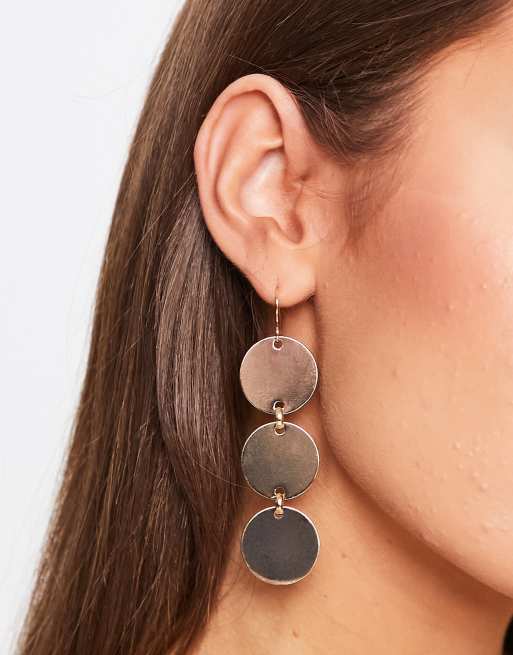 ASOS DESIGN - Oorhangers met schijfjes in goudkleur