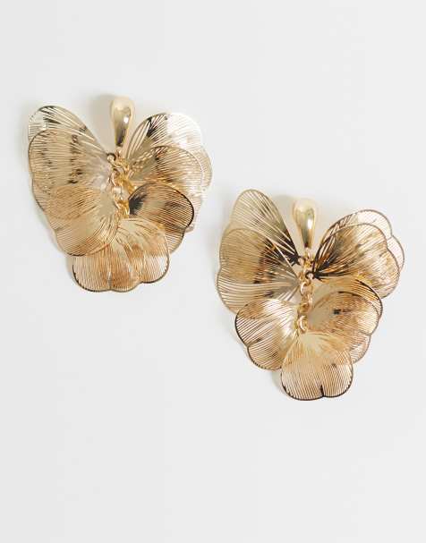ASOS DESIGN - Oorknopjes met bloem van ijzerdraad in goudkleur - view 1