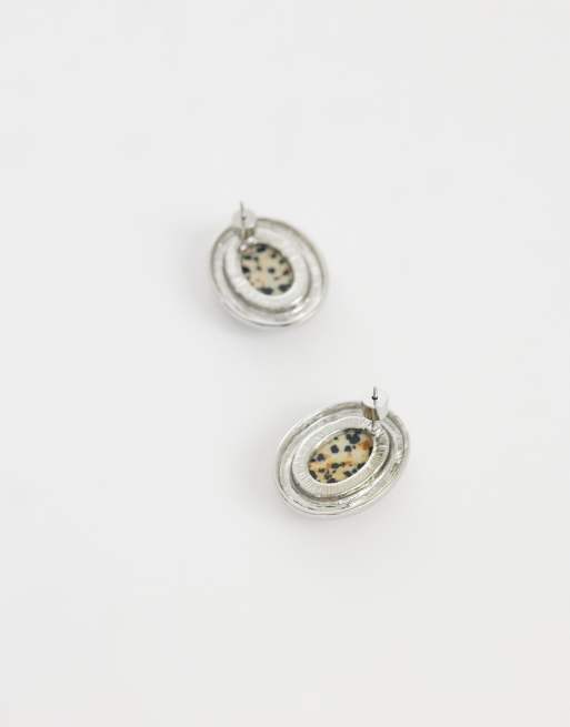 ASOS DESIGN - Oorknopjes met dalmatiërsteentjes in zilverkleur, 3 van 4