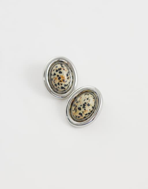 ASOS DESIGN - Oorknopjes met dalmatiërsteentjes in zilverkleur, 4 van 4