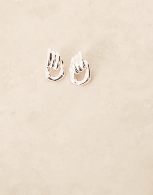 ASOS DESIGN - Oorknopjes met deurklopper in zilverkleur, 2 van 3